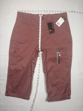 NWT Lee Ultra Lux Comfort Mid Rise Capri Cargo Pants 16M Henna Pink
